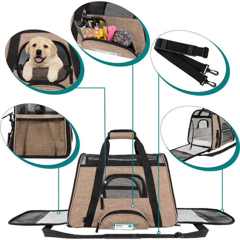 PetAmi Airline Approved Pet Carrier for Cat Dog, Soft Sided Travel Supplies Accessories, Ventilated Carrying Bag Kitten Puppy (Heather Taupe, Small)