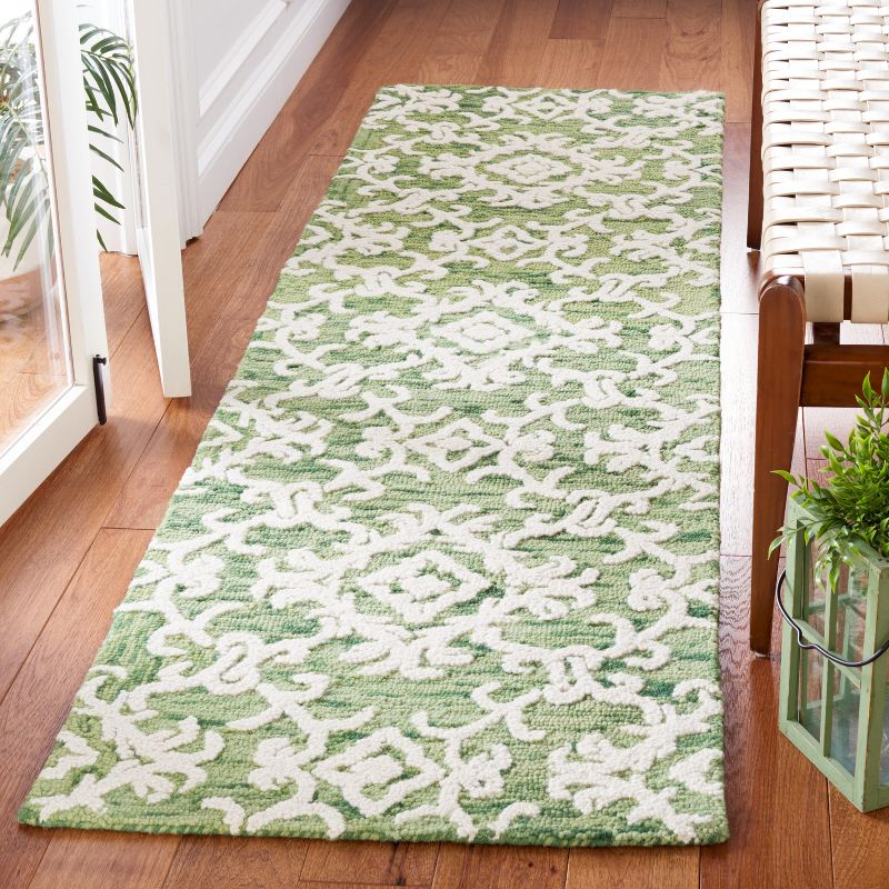 Blossom BLM104 Hand Tufted Runner Rug - Green/Ivory - 2'3"x8' - Safavieh.