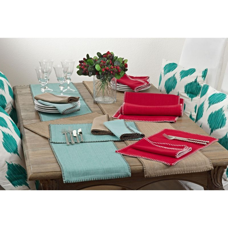 Saro Lifestyle Whipstitch Cotton Placemat, Red, (Set of 4 pcs)