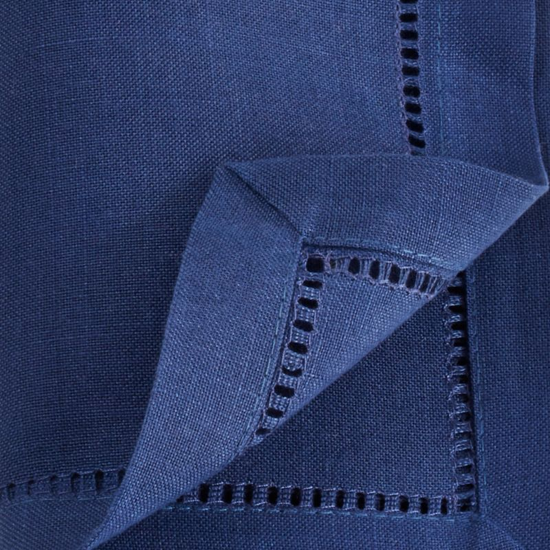 Saro Lifestyle Classic Hemstitch Border Tablecloth, Navy Blue, 70" x 180"