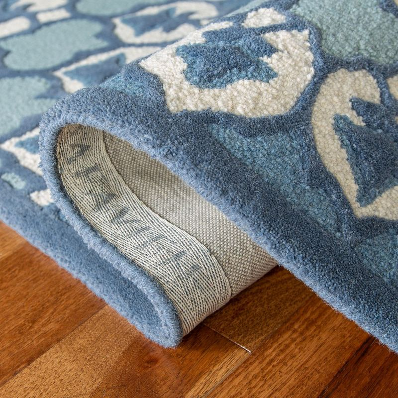 Bellagio BLG610 Hand Tufted Area Rug - Ivory/Blue - 5'x5' - Safavieh.