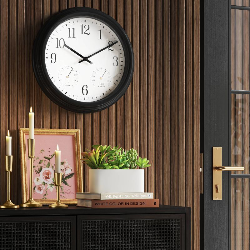 16" Outdoor Wall Clock Charcoal Gray - Threshold™