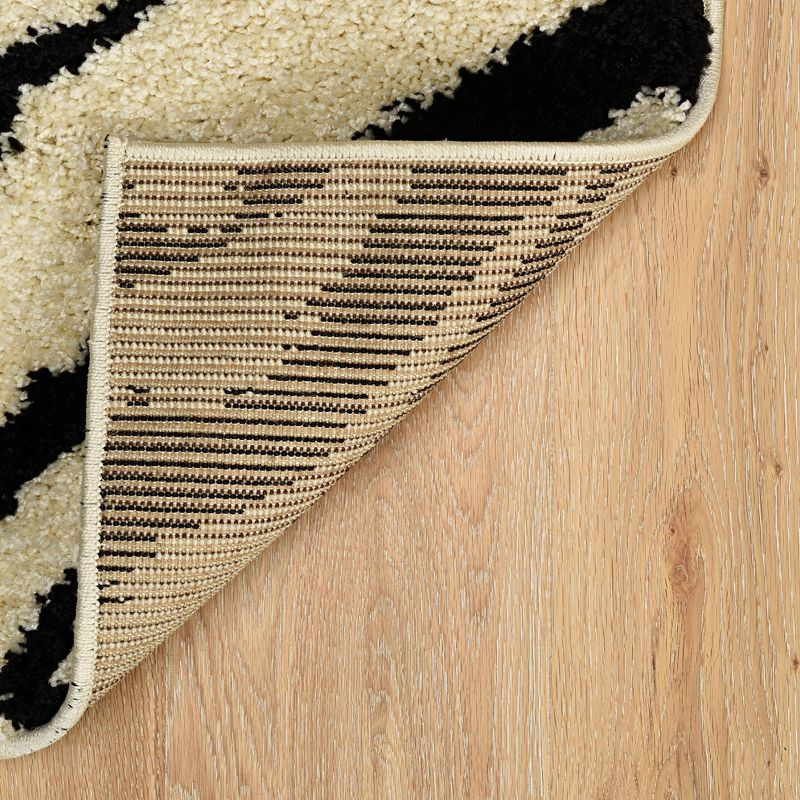 8'x10' Moroccan Shag Area Rug Sahara Ivory/Black - Linon: Geometric Farmhouse, Polypropylene, Indoor Use