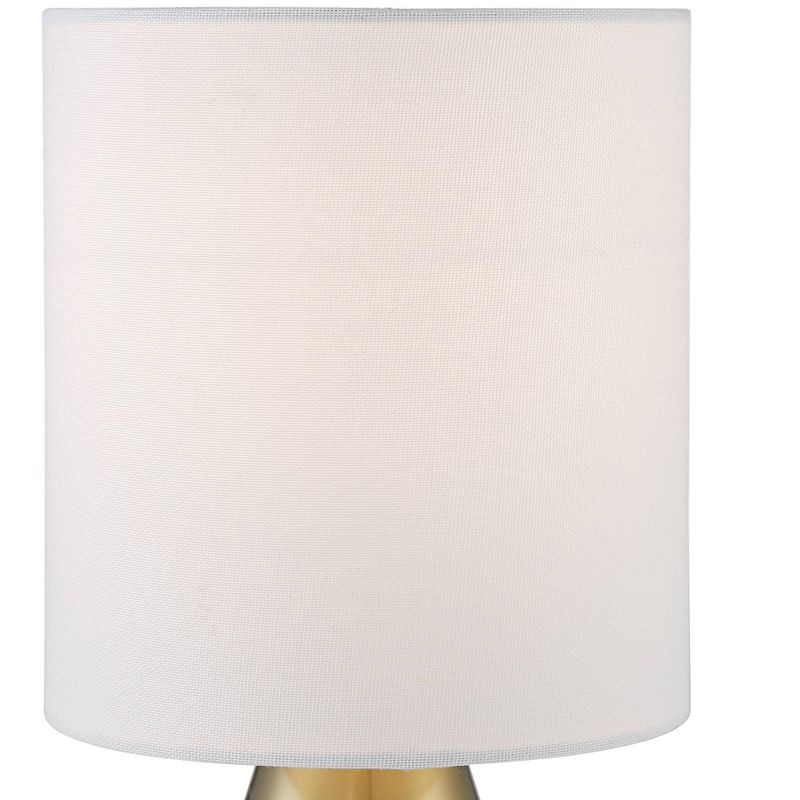 360 Lighting Marty Modern Accent Table Lamps 14 3/4" High Set of 2 Brass Metal White Cylinder Shade for Bedroom Bedside Nightstand Office Kids House