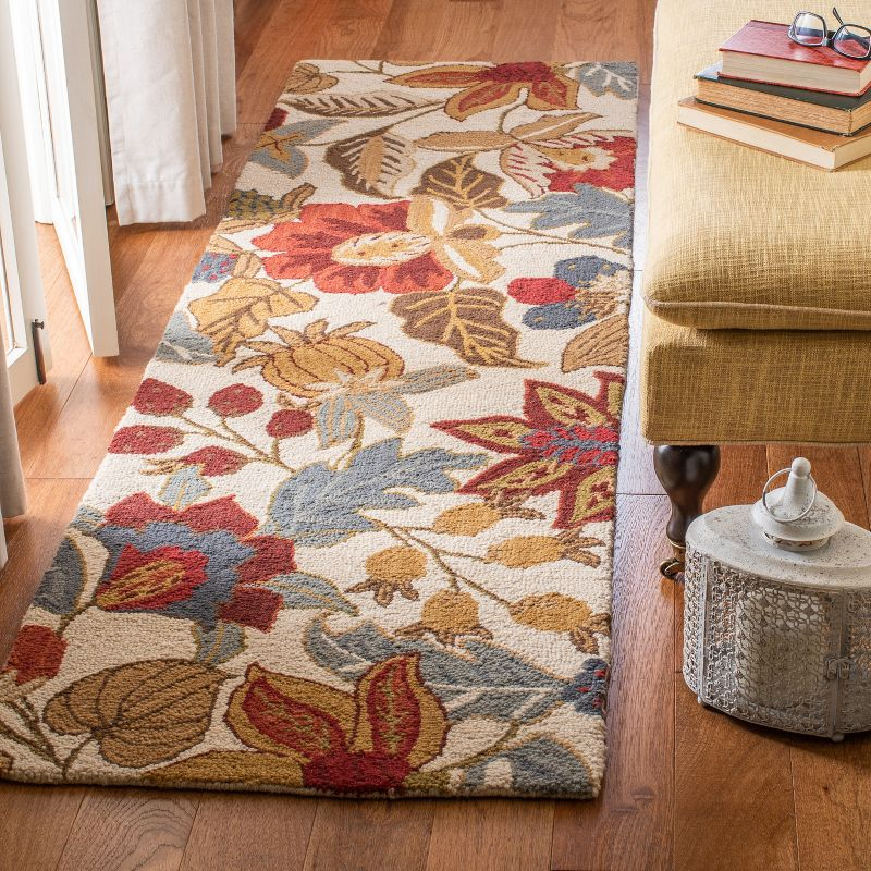 Blossom BLM863 Hand Hooked Runner Rug - Ivory/Multi - 2'3"x6' - Safavieh.