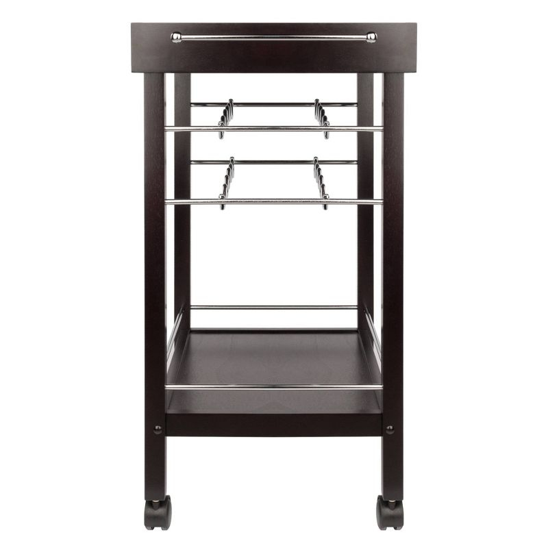 Johnnie Bar Cart Dark Espresso - Winsome: Hardwood Beverage Trolley with Wine Storage, 30 Day Limited Warranty