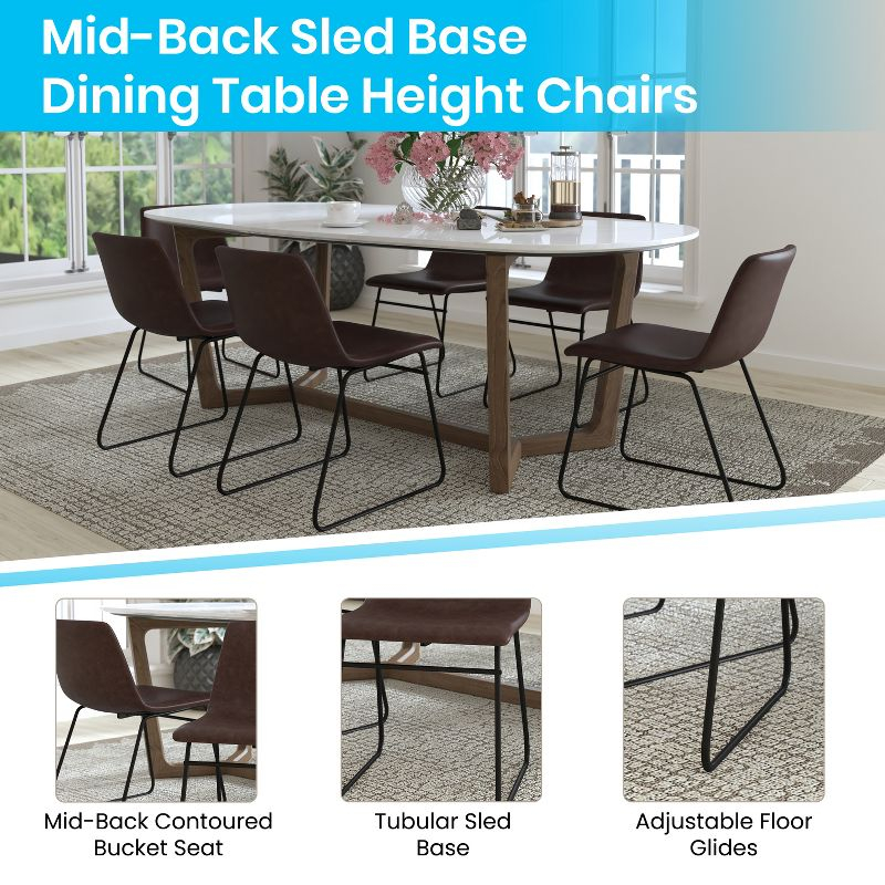 Emma and Oliver 18 Inch Indoor Dining Table Chairs, Dark Brown LeatherSoft/Black Frame-Set of 2