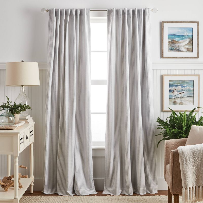 Martha Stewart 2pk 84" Ticking Stripe Back Tab Blackout
