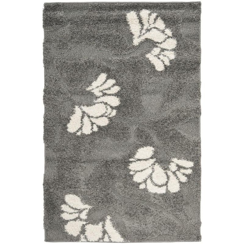 Florida Shag SG459 Power Loomed Indoor Accent Rug - Grey/Beige - 3'3"x5'3" - Safavieh