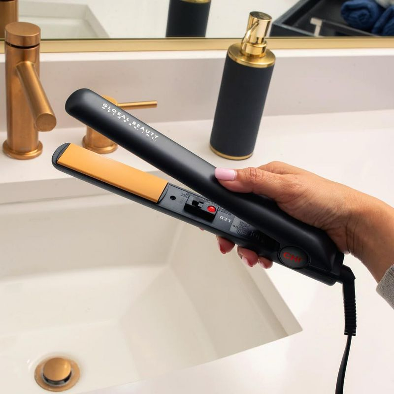 CHI Original Ceramic Hair Straightener Flat Iron 1 Inch Ceramic Floating Plates Quick Heat Up Analog On/Off Switch - Black