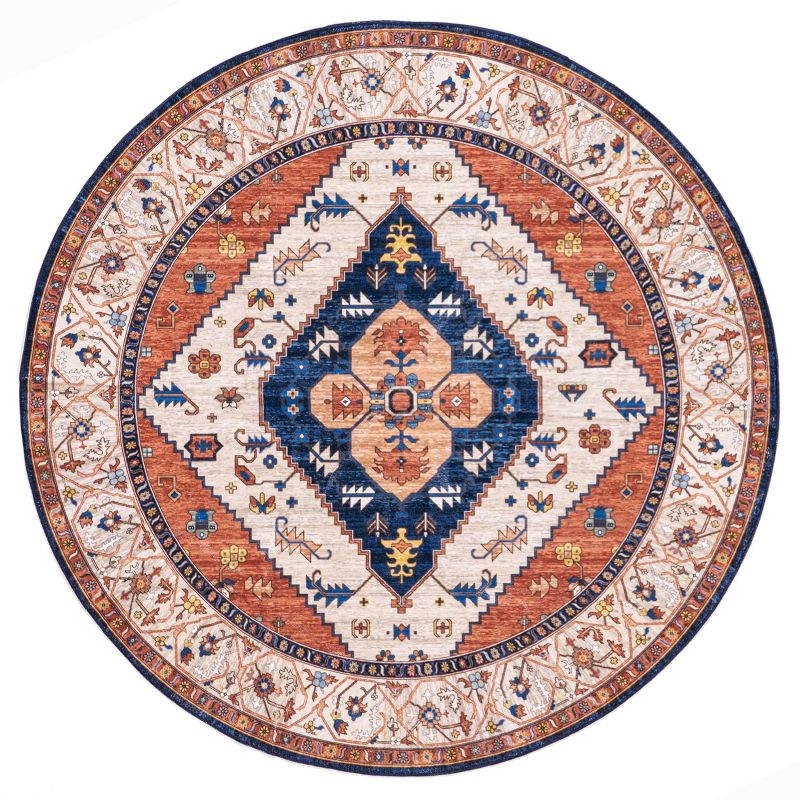 Nuloom Carolyn Pet Friendly Machine Washable Motif Area Rug, Round 6', Rust