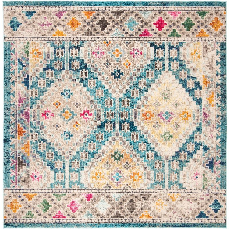 Madison MAD418 Power Loomed Indoor Area Rug - Dark Blue/Yellow - 6'7"x6'7" - Safavieh