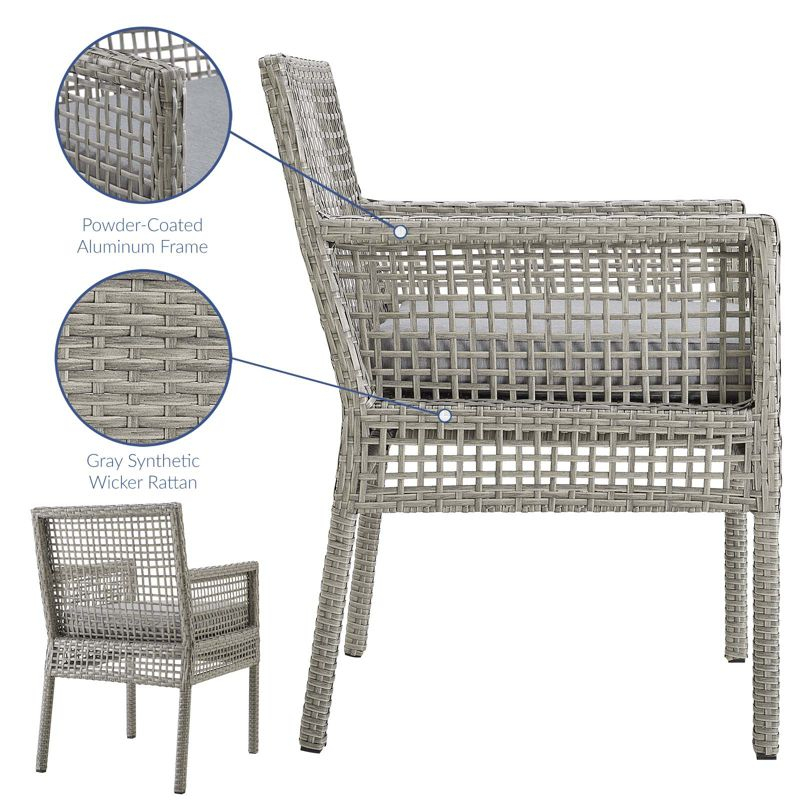Modway Aura Outdoor Patio Wicker Rattan Dining Armchair - Gray Gray