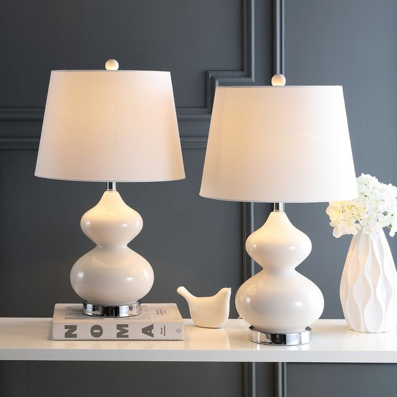 Eva Double Gourd Table Lamp (Set of 2) - 24 Inch Height - LIT4086 - Light Grey - Safavieh