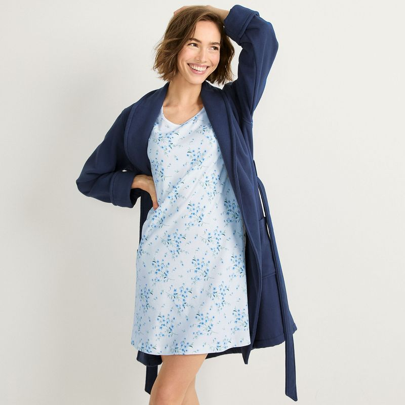 Lands' End Women's Cotton Short Sleeve Knee Length Nightgown - X Large - White Snow Drop Floral