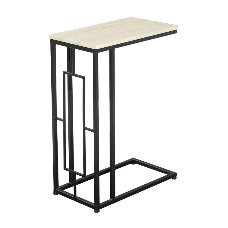 Olivia & May Contemporary Iron and Wood Accent Table Black: Sofa Side C-Table, Narrow Tray End Table