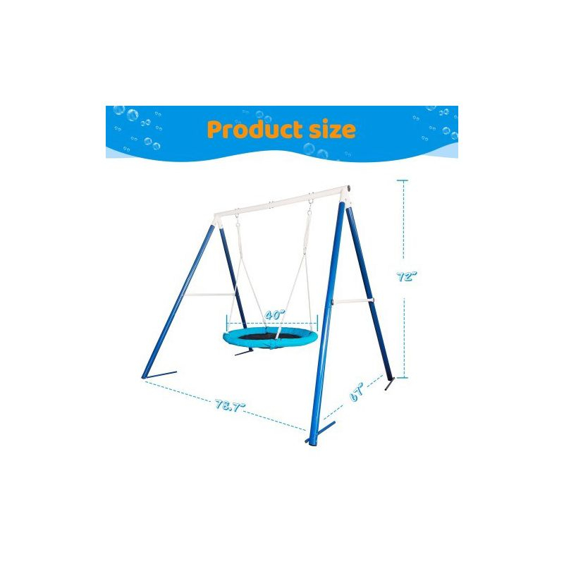 Kids Swing Set, Saucer Swing With Heavy Duty Outdoor A-Frame Metal Swing Stand For Playground Backyard, Style 2