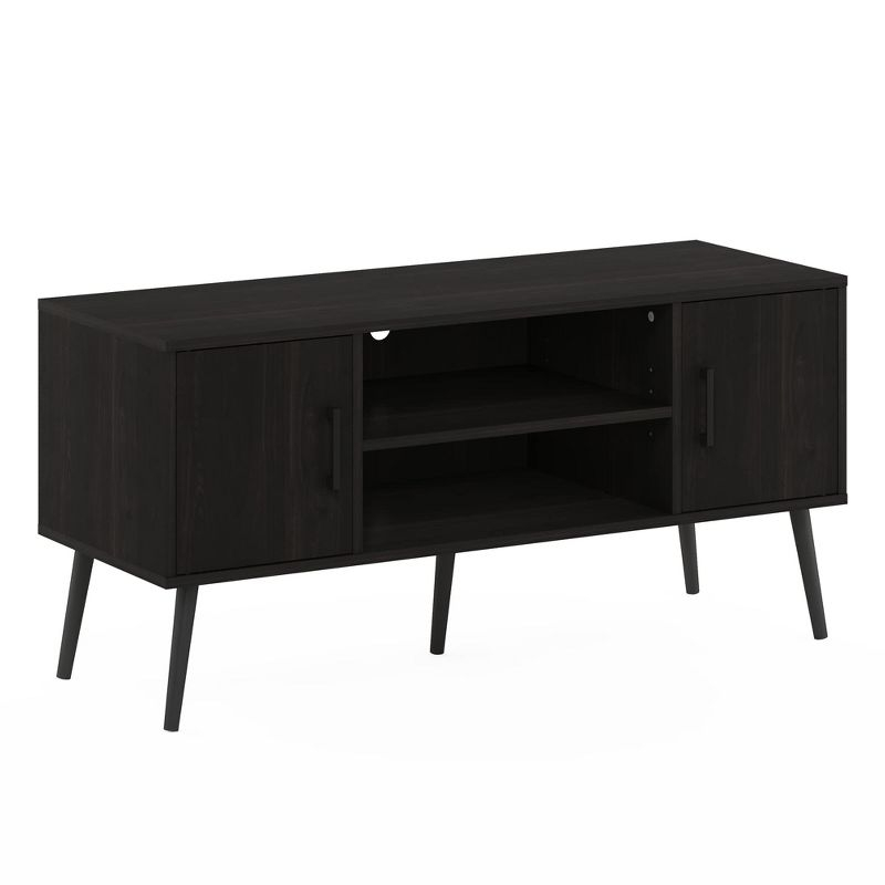 Furinno Mid-Century TV Stand Entertainment Media Console w/2 Cabinets&Open Storage Shelves for TVs up to 50",Espresso