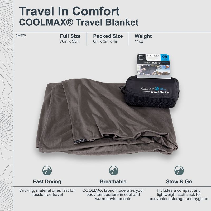 COCOON - Premium - COOLMAX Travel Blanket - Charcoal