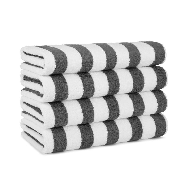 Arkwright Cali-Cabana Striped 100% Cotton Beach Towels (4-Pack), 30x60 in. - Grey