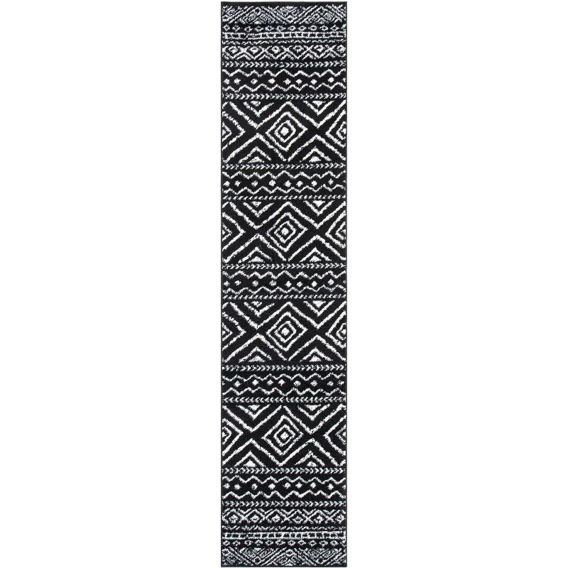 Tulum TUL267 Power Loomed Indoor Runner Rug - Black/Ivory - 2'x9' - Safavieh