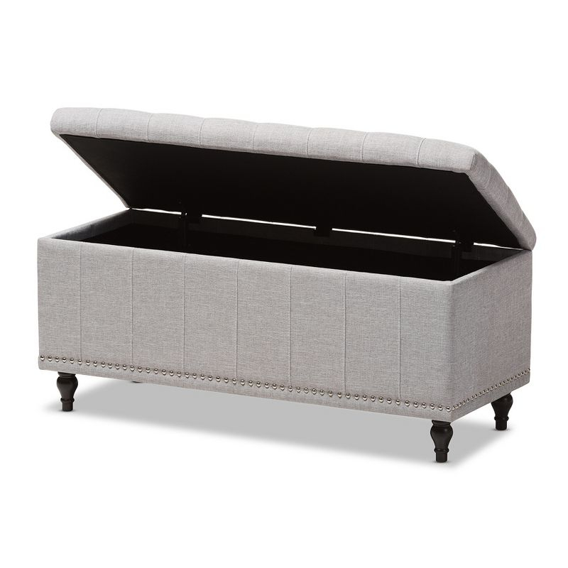 Baxton Studio Kaylee Modern Classic Fabric Upholstered Button - Tufting Storage Ottoman Bench - Grayish Beige: End of Bed, Rectangular Shape