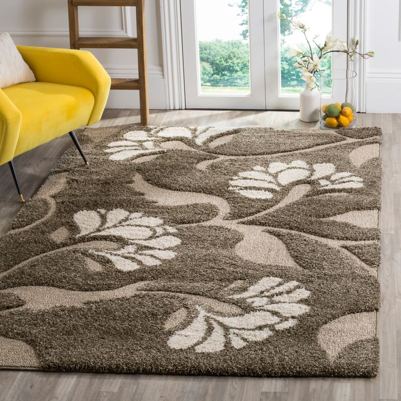 Florida Shag SG459 Power Loomed Indoor Area Rug - Smoke/Beige - 5'3"x7'6" - Safavieh