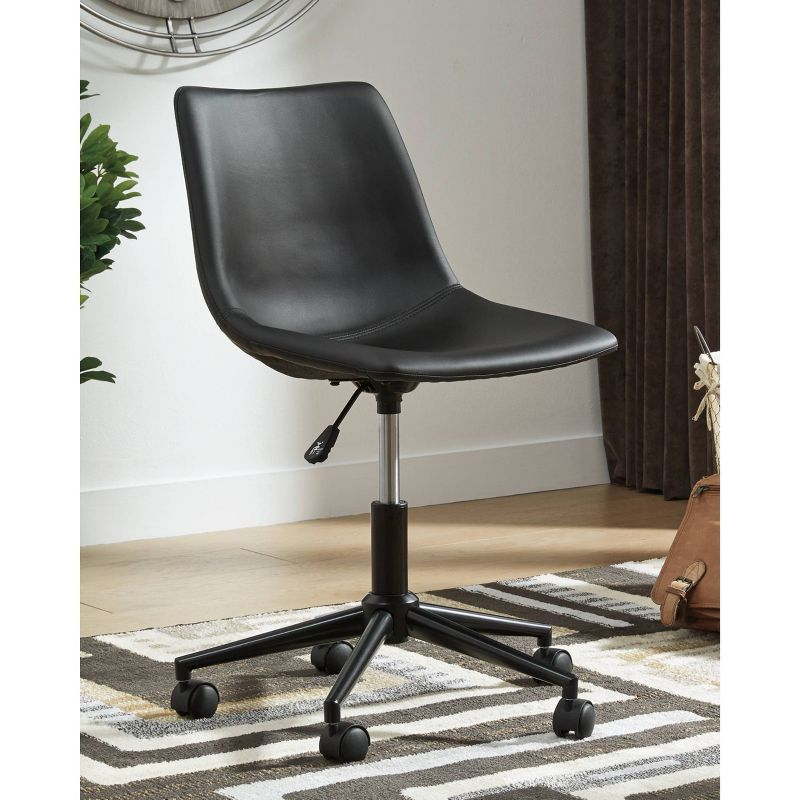 Program Home Office Swivel Desk Chair Black - Signature Design by Ashley: Faux Leather, Armless, With Wheels