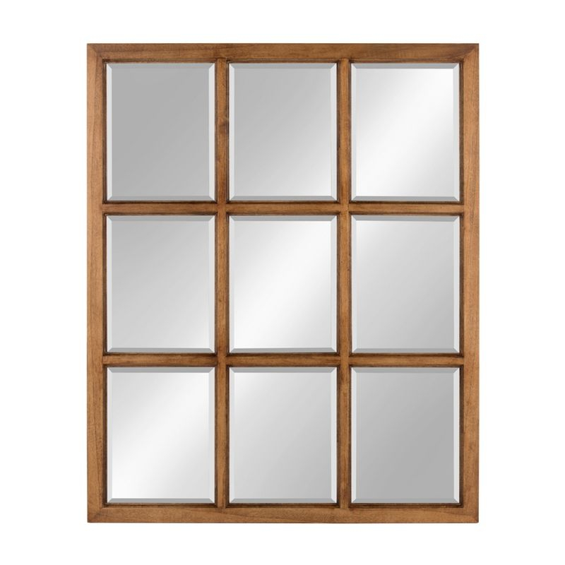 26" x 32" Hogan Windowpane Framed Wall Mirror Natural - Kate and Laurel