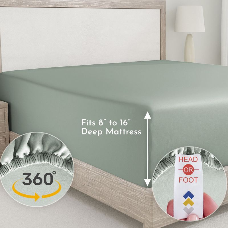 400 Thread Count 100% Cotton Fitted Sheet - California Design Den - Sage Green, King