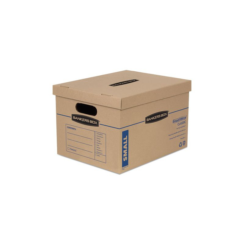 Bankers Box SmoothMove Classic Moving/Storage Boxes, Half Slotted Container (HSC), Small, 12" x 15" x 10", Brown/Blue, 20/Carton