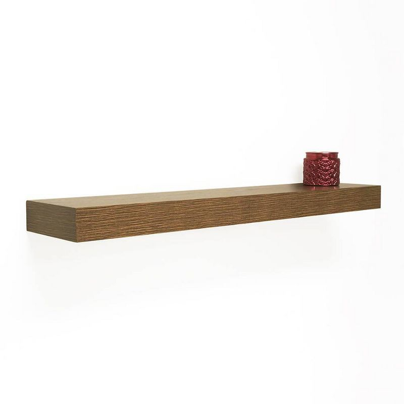 InPlace 36" Decorative Floating Shelf Wall Mounted Hidden Brackets Brown: Wood Composite, Modern Style, 15 lbs Capacity