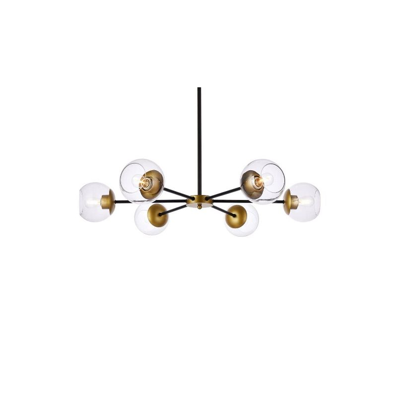 Elegant Lighting Briggs 36 inch pendant in black and brass with clear shade
