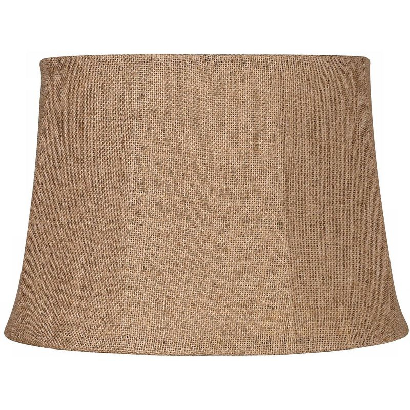 Springcrest Natural Burlap Medium Drum Lamp Shade 13" Top x 16" Bottom x 11" Slant x 10.75" High (Spider) Replacement with Harp and Finial