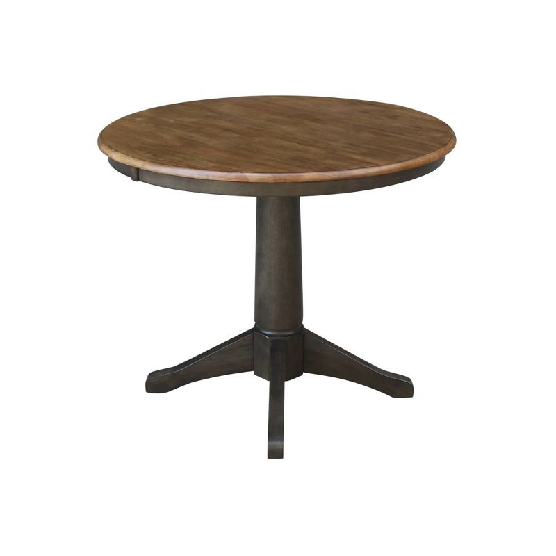 29" Dining Height Madeline Round Top Pedestal Table Hickory Brown - International Concepts: Solid Wood, Kitchen, Non-Extension