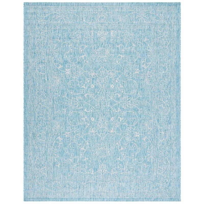 Courtyard CY8680 Power Loomed Indoor and Outdoor Area Rug - Aqua/Grey - 8'x11' - Safavieh