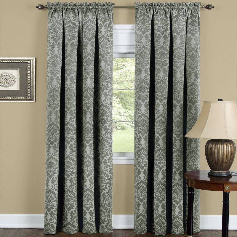 Kate Aurora Royal Living 2 Piece Rod Pocket Damask Design 95% Blackout Curtain Panels - 84 in. Long - Sage