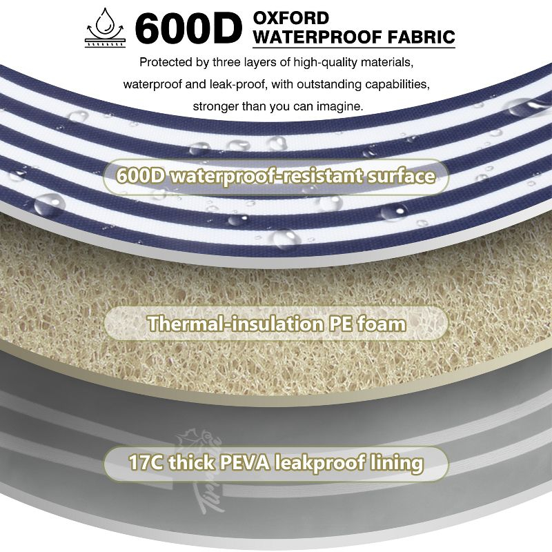 Solaris Insulated Cooler Bag, 3 Layer Leakproof Soft Cooler tote bag, Collapsible Waterproof Grocery Thermal Bag, Gift Ideas for Picnic, Gray Strip