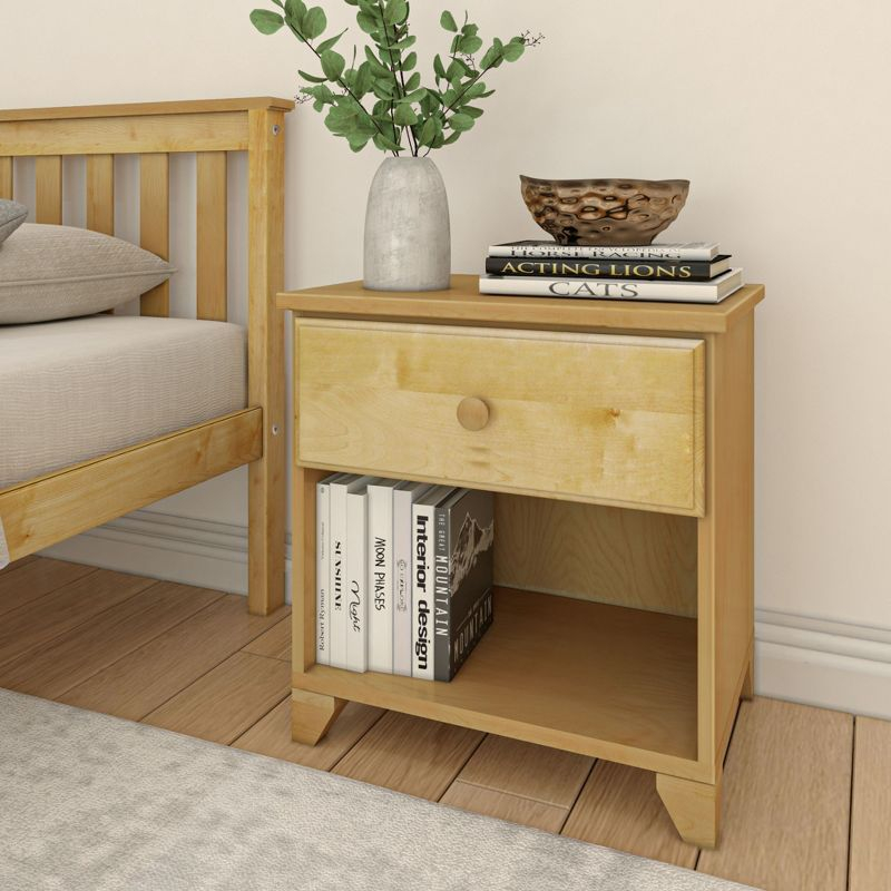 Plank+Beam Solid Wood Nightstand with 1 Drawer for Bedroom