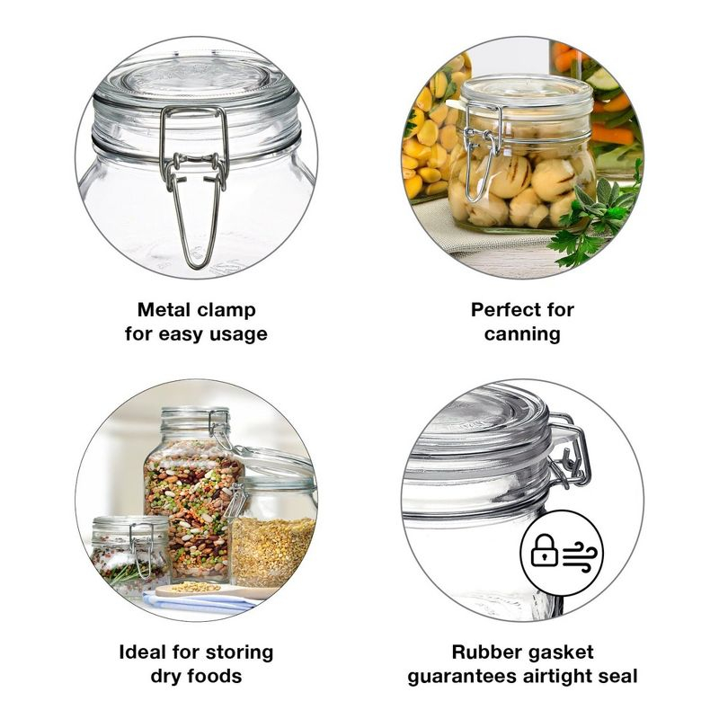 Bormioli Rocco Fido Storage Jar - 17.5 oz, Made of Premium Quality Italian Glass, Airtight Seal with Gasket