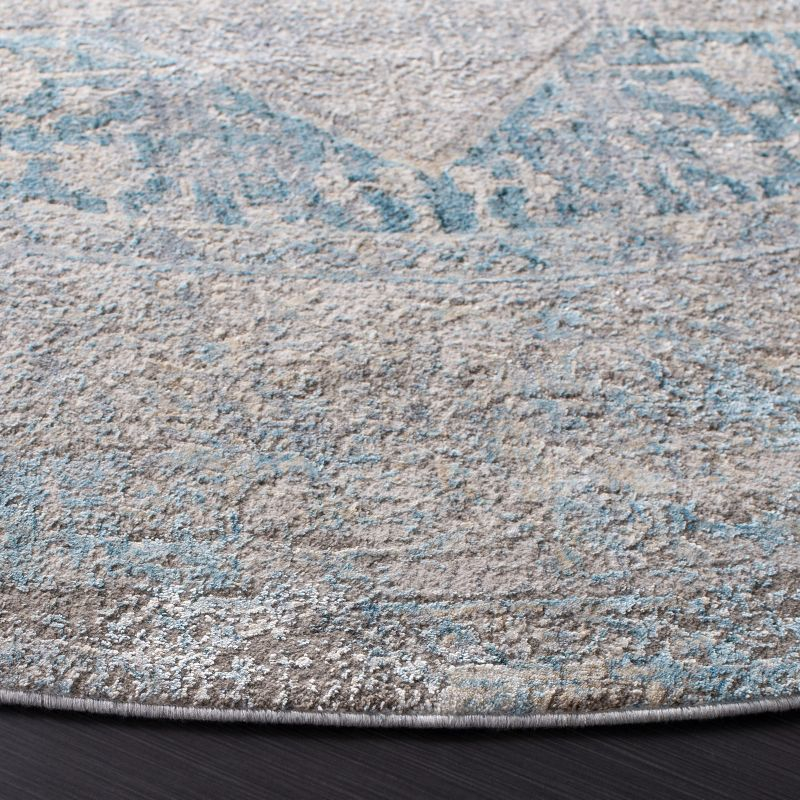 Dream DRM401 Power Loomed Indoor Area Rug - Grey/Aqua - 6'7" Round - Safavieh
