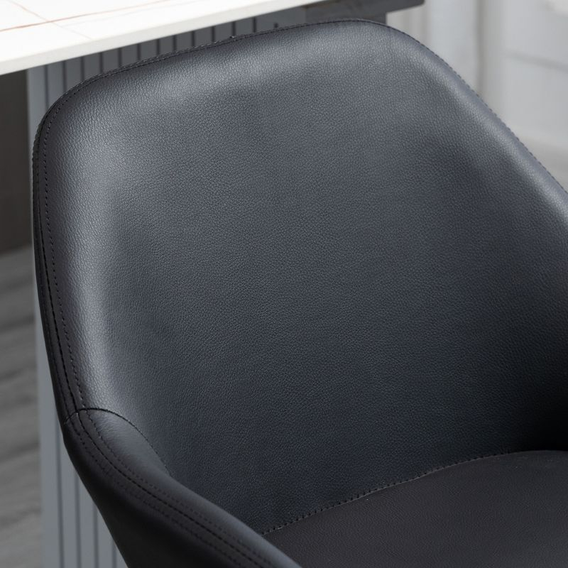 HOMCOM Adjustable Bar Stools Set of 2, Swivel Barstools with Footrest and Back, PU Leather and Steel Round Base, for Kitchen Counter, Black