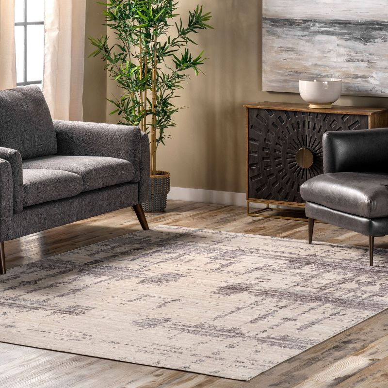Nuloom Ariana Abstract 5x8 Machine Washable Indoor Area Rug for Living Room Bedroom Dining Room Kitchen, Grey/Beige