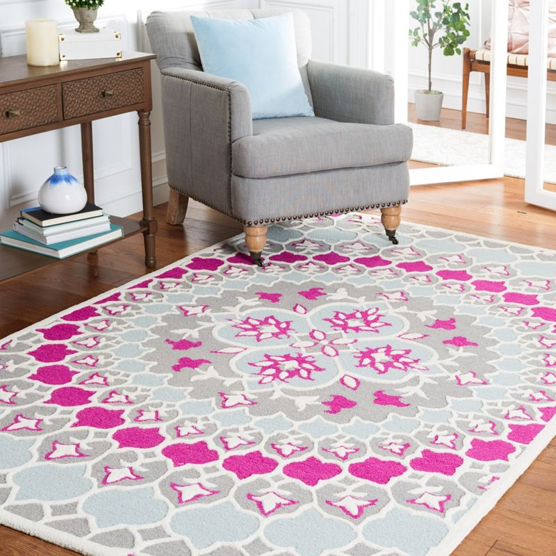 Bellagio BLG610 Hand Tufted Area Rug - Grey/Ivory - 5'x5' - Safavieh.