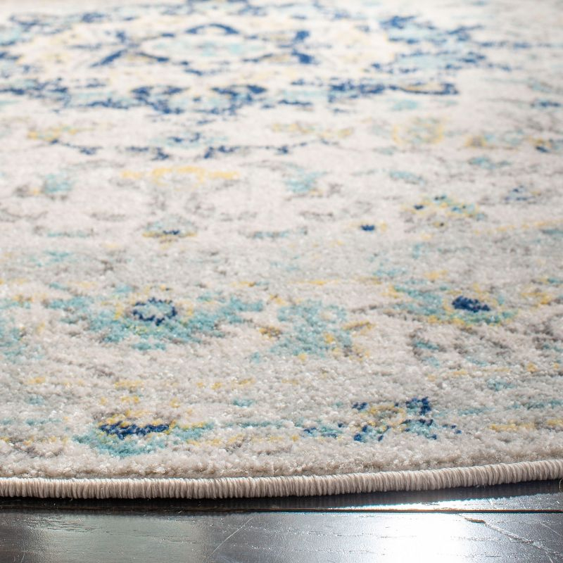 Madison MAD155 Power Loomed Indoor Area Rug - Ivory/Blue - 5'1" Round - Safavieh