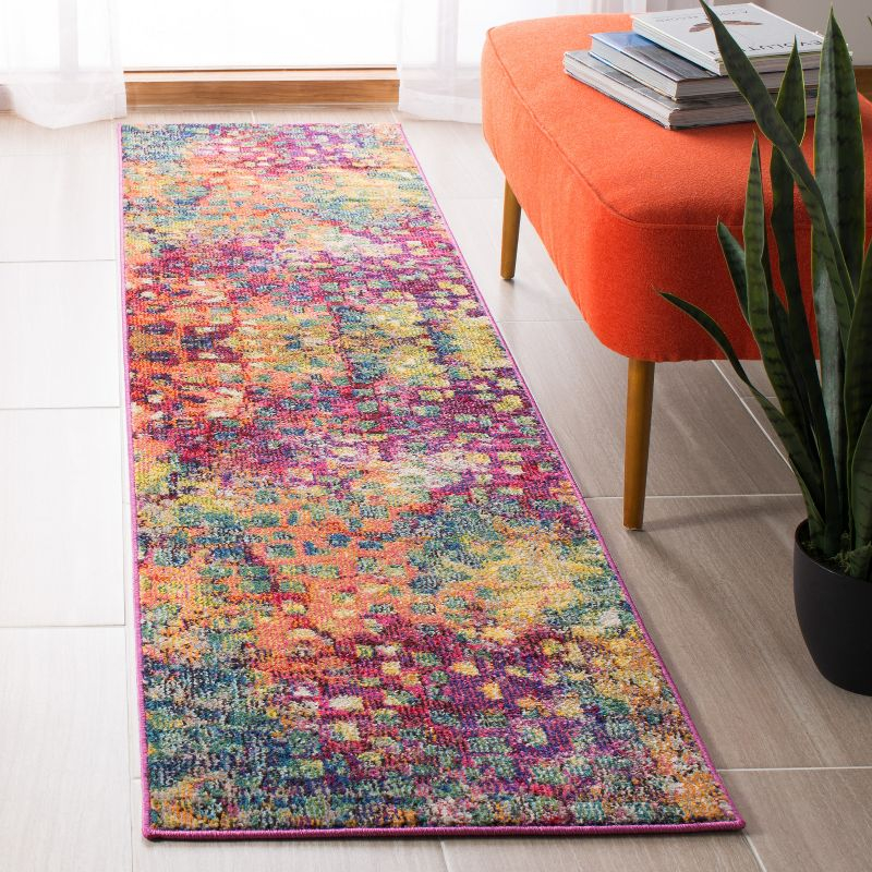 Madison MAD425 Power Loomed Indoor Runner Rug - Fuchsia/Gold - 2'2"x18' - Safavieh