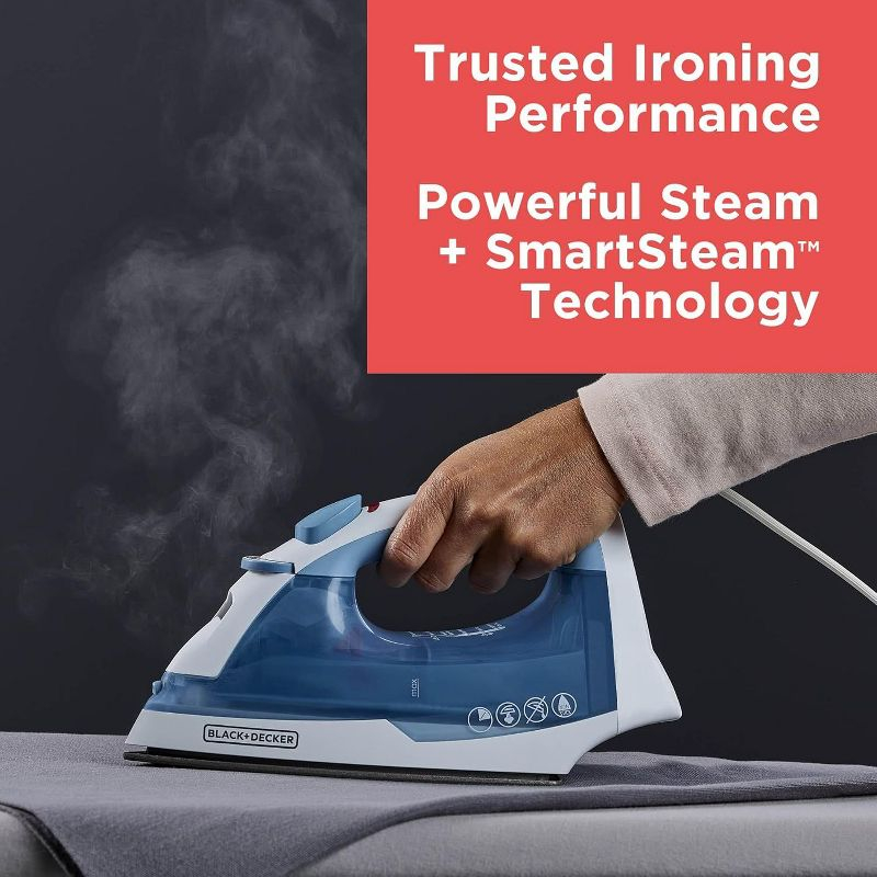 BLACK+DECKER BLACK+DECKER Easy Steam Compact Iron for Clothes, Automatic Shutoff, Nonstick Plate, Light Weight, 1200 Watts