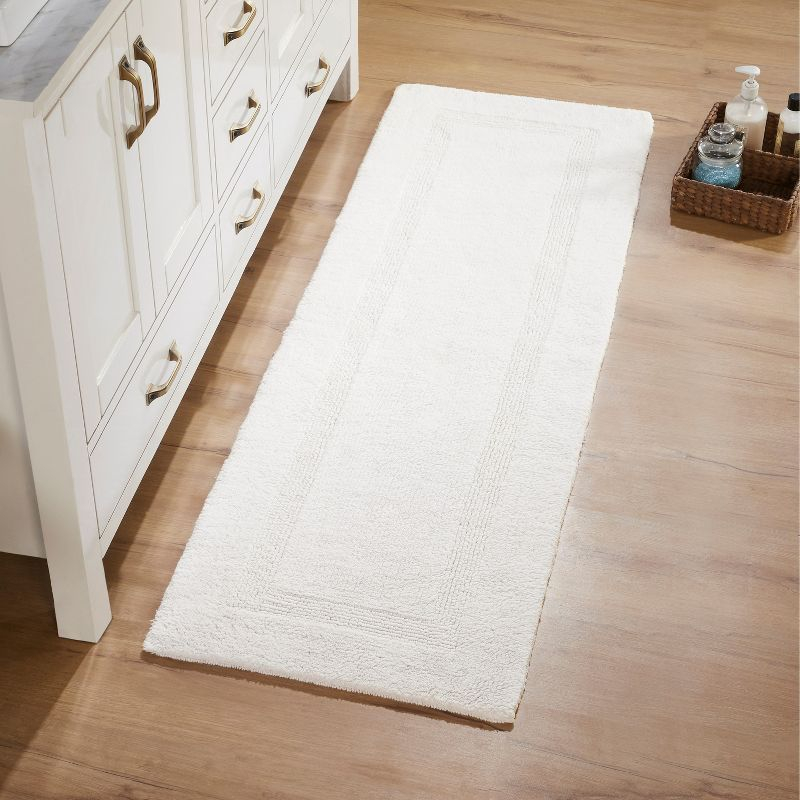 Better Trends Lux 100% Cotton Tufted Solid Reversible Bath Rug 20" x 60" Runner - Ivory