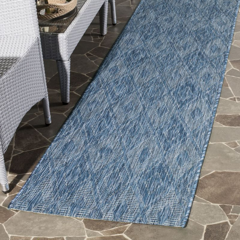 Courtyard CY8522 Power Loomed Indoor and Outdoor Runner Rug - Navy/Navy - 2'3"x12' - Safavieh