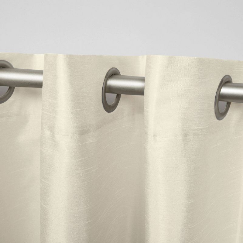Set of 2 96"x54" Chateau Striped Faux Silk Grommet Top Curtain Panel Burgundy/Taupe - Exclusive Home: Modern Window Drapes